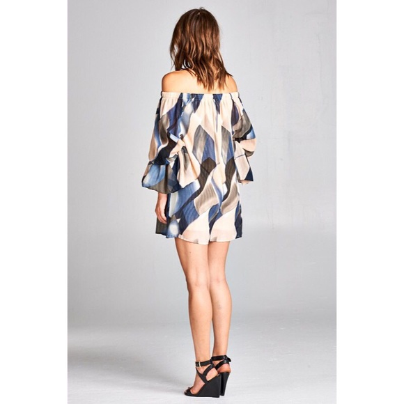 💙LAST ONE💙 Chiffon Off-Shoulder Flare Mini Dress (B) - Picture 5 of 7